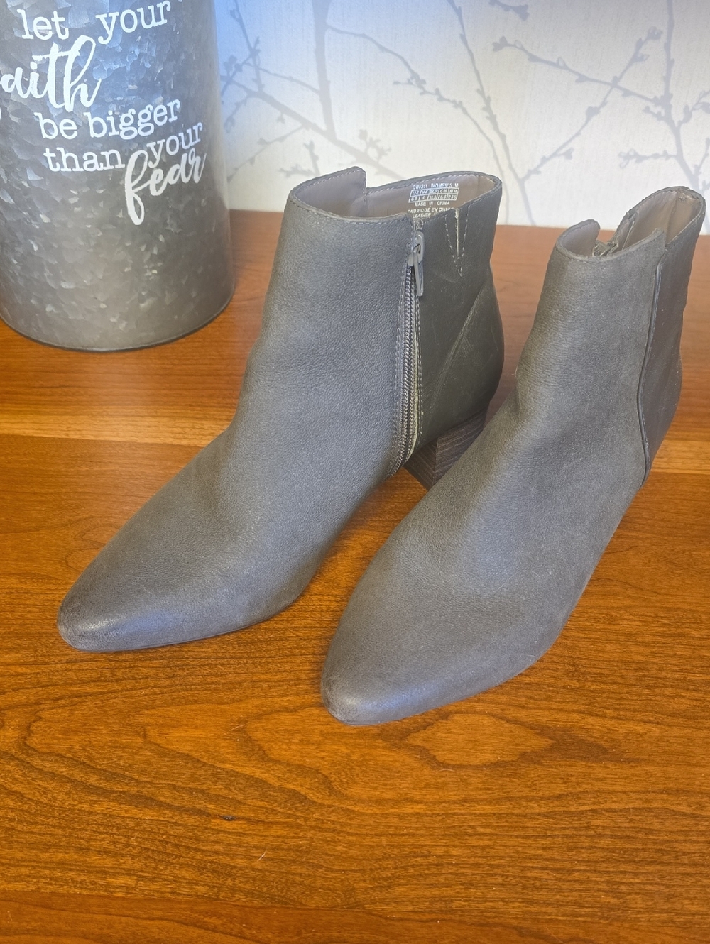Rockport Gray Suede Ankle Booties with Side Zip